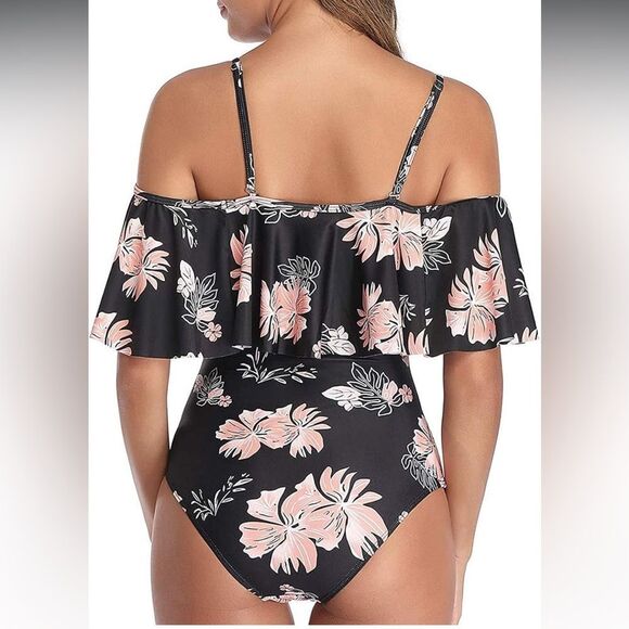 Funny Girl Floral Off-Shoulder Ruffle One-Piece Swimsuit - XL - Picture 2 of 13